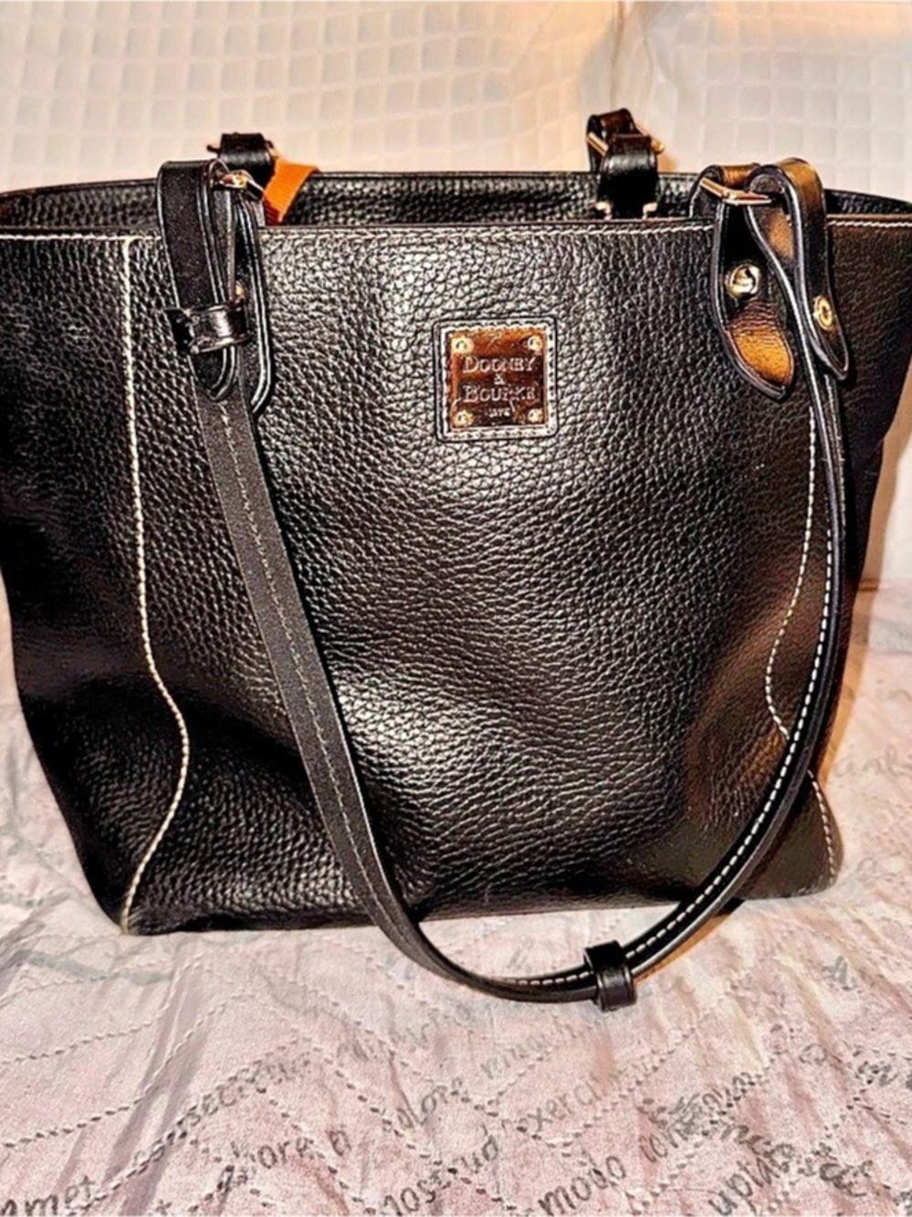 Dooney & Bourke Pebble Grain Zip Tote Black & Red